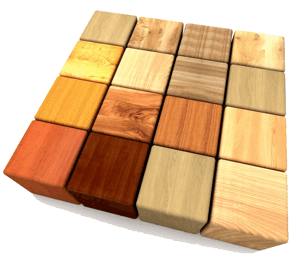 Le Bois matriau d'avenir - cube de bois de diffrente essence